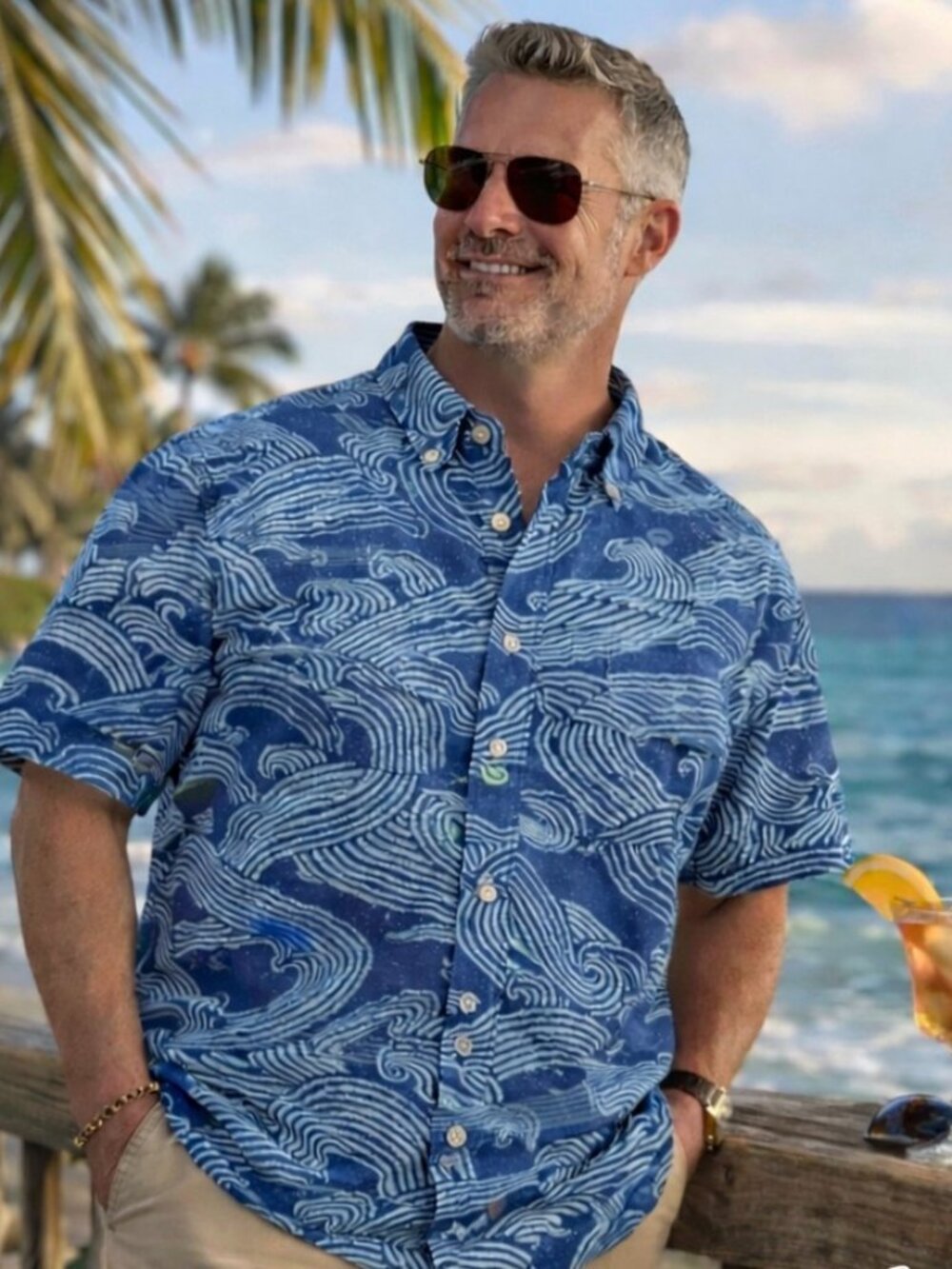 Reyn Spooner Men's Button-Front/Down Shirt Waves Classic Fit  2XL/XXL - NWOT